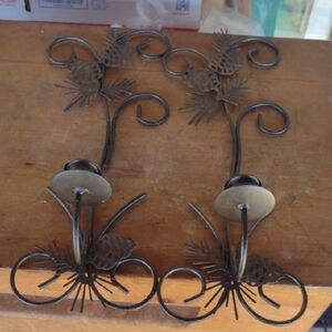 Rustic Metal Wall Sconce Pair